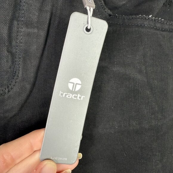 Tractr Bermuda Shorts Womens 4 Black Mid Rise Distressed Raw Hem Slim Fit NWT - Picture 5 of 12